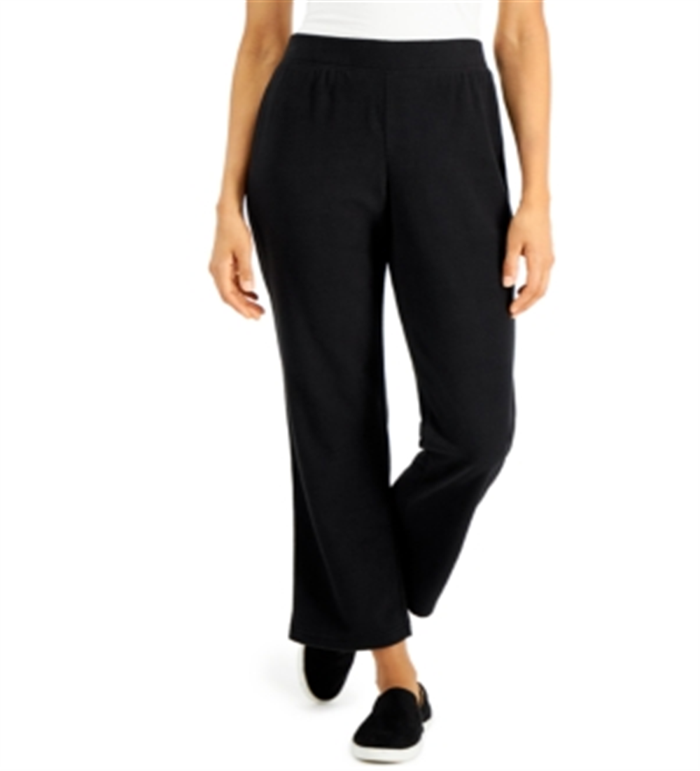 Karen Scott Women's Pull on Microfleece Pants Black Size Medium