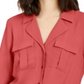 INC International Concepts Women's Tie Front Utility Shirt Orange Size Petite Large
