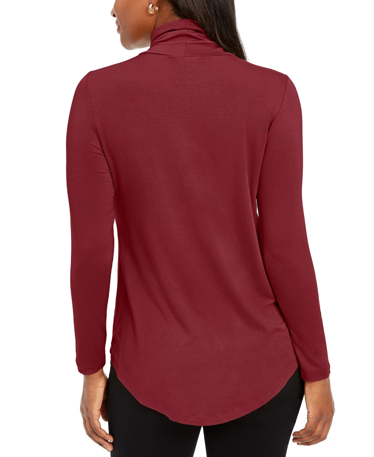 JM Collection Womens Solid Long Sleeve Turtleneck Top Red Size Large