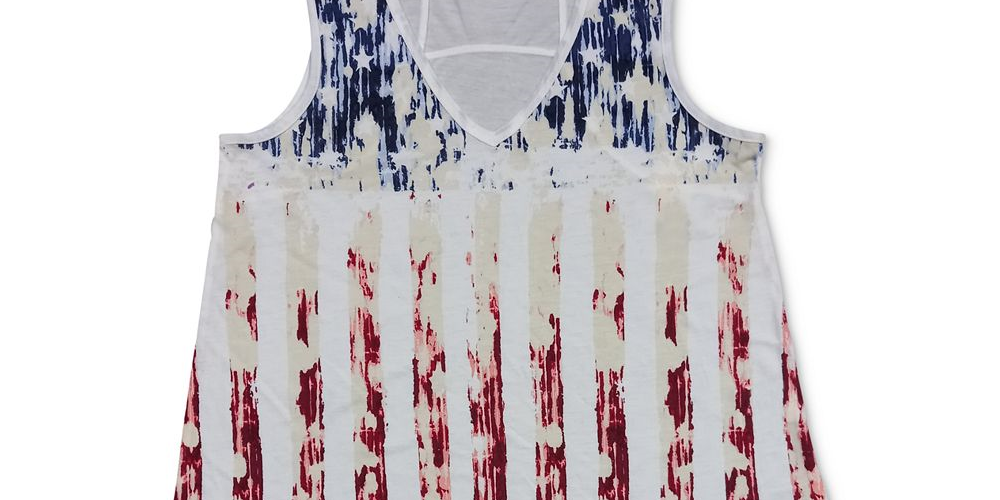 Style & Co Women's Flag Graphic Tank Top White Size Medium
