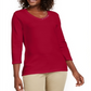 Karen Scott Women's Grommet Neck Cotton Top Red Size X-Small