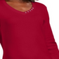 Karen Scott Women's Grommet Neck Cotton Top Red Size X-Small
