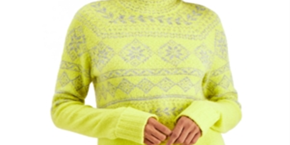 Style & Co Women's Fair Isle Tunic Sweater Yellow Size Large