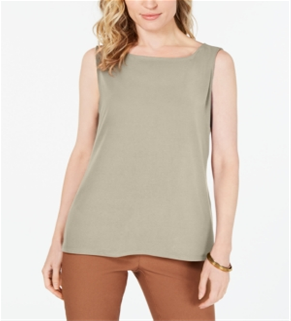 Charter Club Women's Sleeveless Boat Neck Top Brown Size Medium