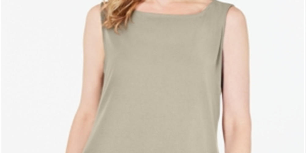Charter Club Women's Sleeveless Boat Neck Top Brown Size Medium