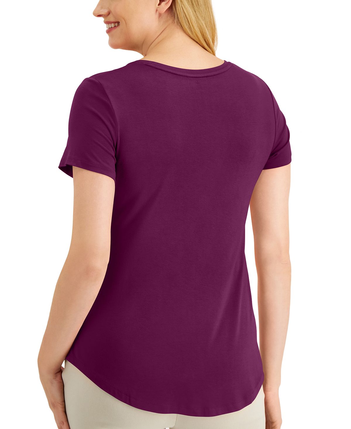 JM Collection Women's Solid Rayon Span Purple Size Large