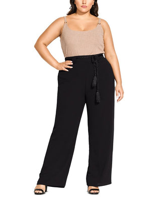 City Chic Women's Trendy Belted Palazzo Pants Black Size 18W