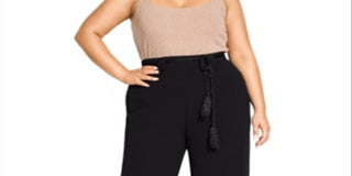 City Chic Women's Trendy Belted Palazzo Pants Black Size 18W