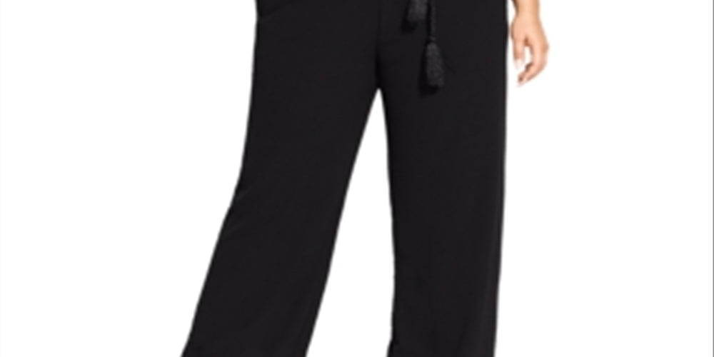 City Chic Women's Trendy Belted Palazzo Pants Black Size 18W