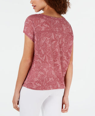 Ideology Women's Printed Drawstring Athletic Top Pink Size XX-Large