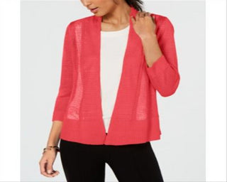 Alfani Women's Sheer Open Front Cardigan Sweater Black Size Large