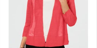 Alfani Women's Sheer Open Front Cardigan Sweater Black Size Large