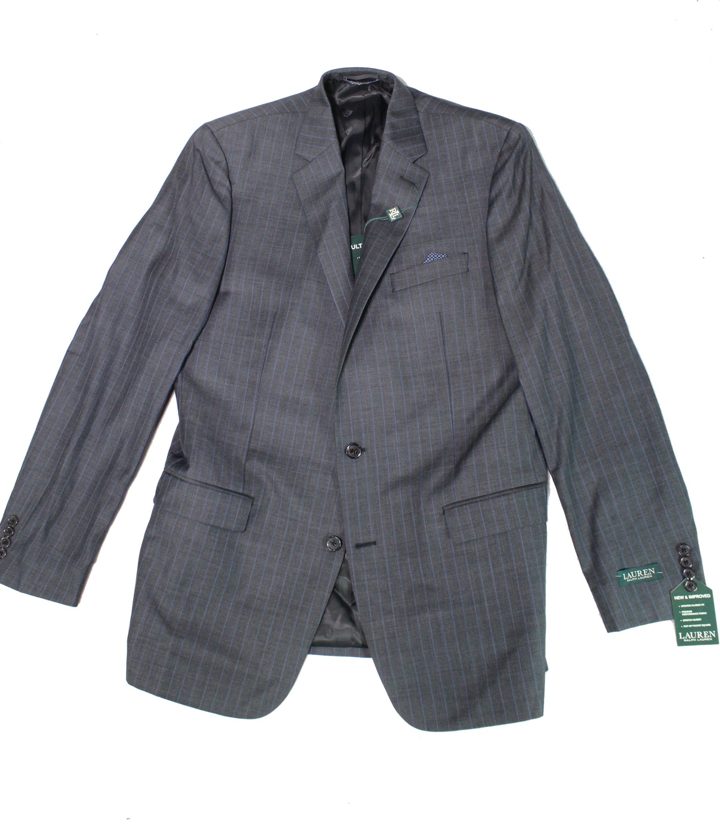 Ralph Lauren Men's Plaid Wool Suit Jacket Gray Size 44