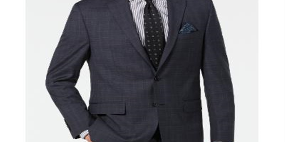 Ralph Lauren Men's Plaid Wool Suit Jacket Gray Size 44