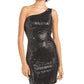 Sequin Hearts Women's Cut Out Zippered Sleeveless Asymmetrical Neckline Above the Knee Body Con Evening Dress Black Size 7