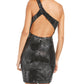 Sequin Hearts Women's Cut Out Zippered Sleeveless Asymmetrical Neckline Above the Knee Body Con Evening Dress Black Size 7