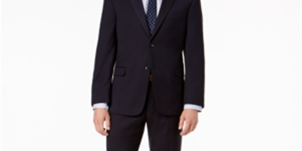 Tommy Hilfiger Men's Modern Fit THFlex Stretch Twill Suit -Blue Size 44L 38W