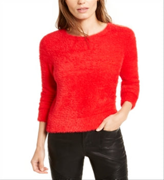 Bar III Women's Eyelash Finish Sweater Red Size XXS
