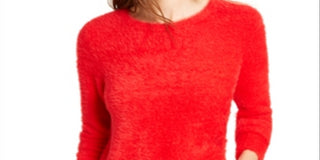 Bar III Women's Eyelash Finish Sweater Red Size XXS