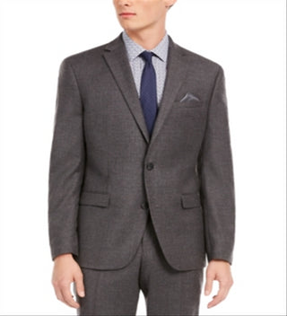 Bar III Men's Single Breasted Heather Slim Fit Wool Blend Suit Gray Size 40