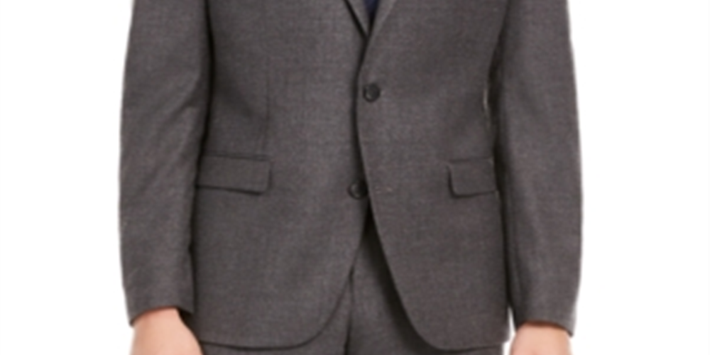 Bar III Men's Single Breasted Heather Slim Fit Wool Blend Suit Gray Size 40