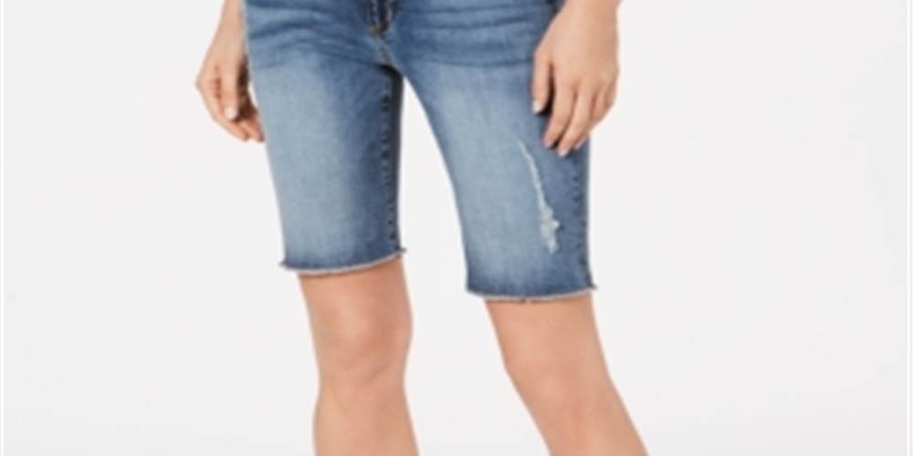 Kut from the Kloth Women's Sophie Distressed Denim Bermuda Shorts Blue Size 12