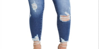 Women's Guess 1981 Destroyed Hem Ankle Skinny Jeans Blue Size 31