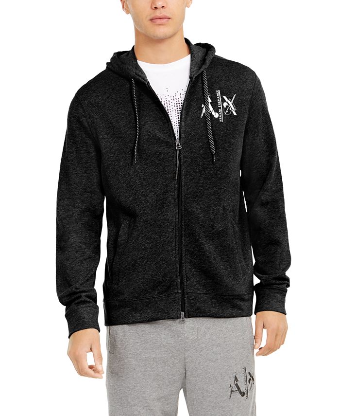 AX Armani Exchange Men's Logo Zip Hoodie Black Size Medium