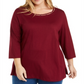 Karen Scott Women's Embellished Cut Out Pullover Top Red Size 0X