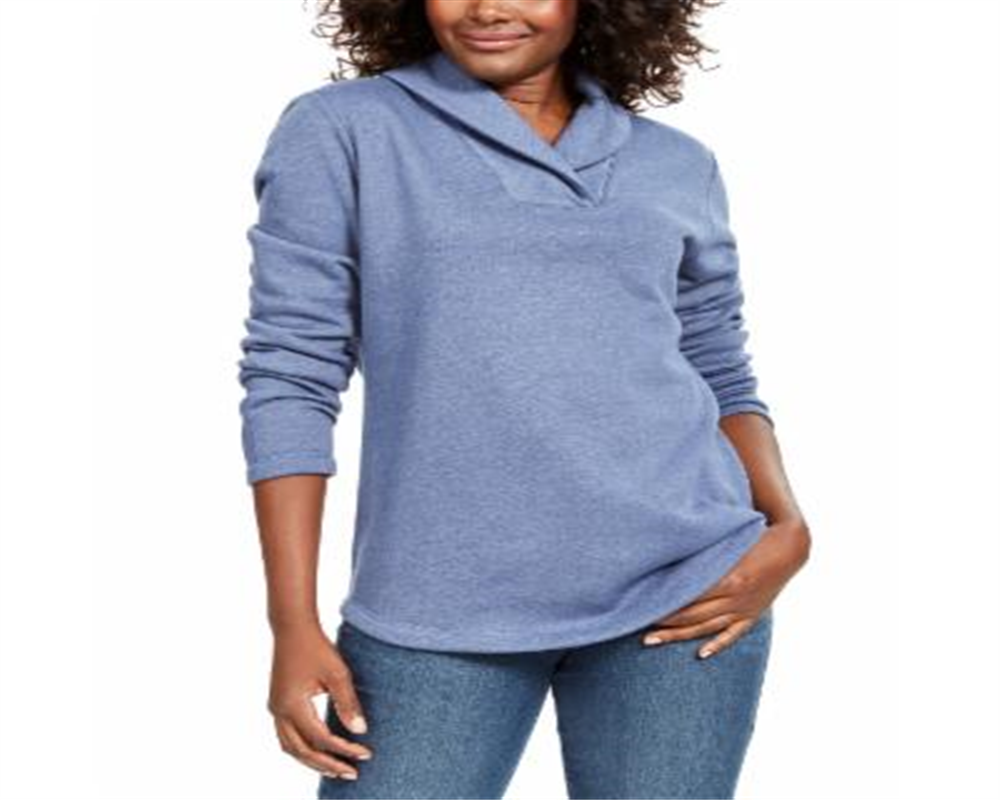 Karen Scott Women's Heather Long Sleeve Hoodie Sweater Blue Size X-Small