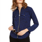 Michael Kors Women's Flat Cat Printed Zip Top Blue Size X-Large