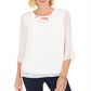 JM Collection Women's Lace up Grommet Trim Top White Size X-Small