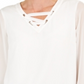 JM Collection Women's Lace up Grommet Trim Top White Size X-Small