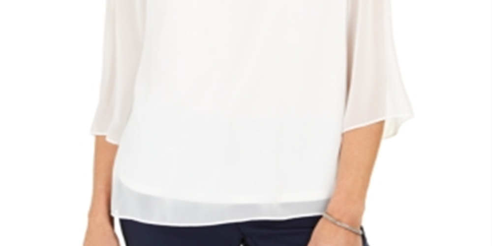 JM Collection Women's Lace up Grommet Trim Top White Size X-Small