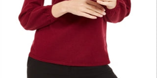 Alfani Women's Petite Embellished Mock-Neck Sweater - Malbec Red Size Petite Small