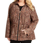 Charter Club Women's Animal Print Anorak Jacket Brown Size 0X