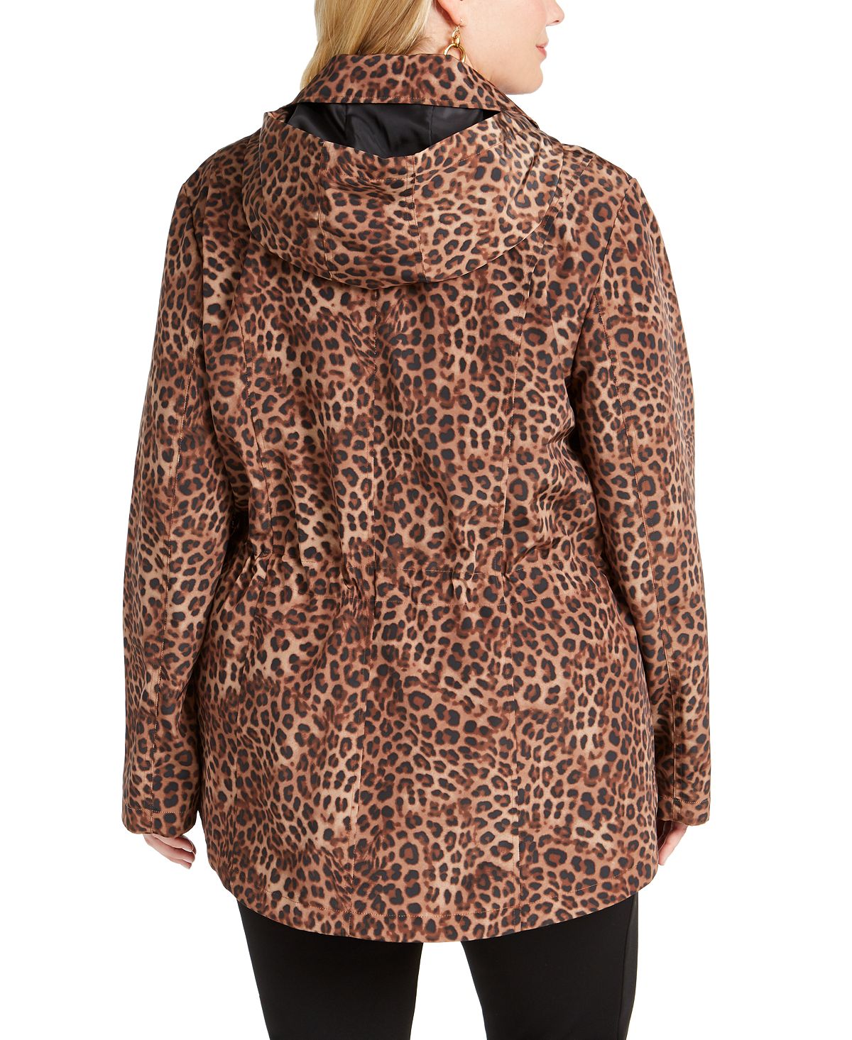 Charter Club Women's Animal Print Anorak Jacket Brown Size 0X