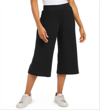 Ideology Women's Ribbed Culottes Pant Black Size Medium