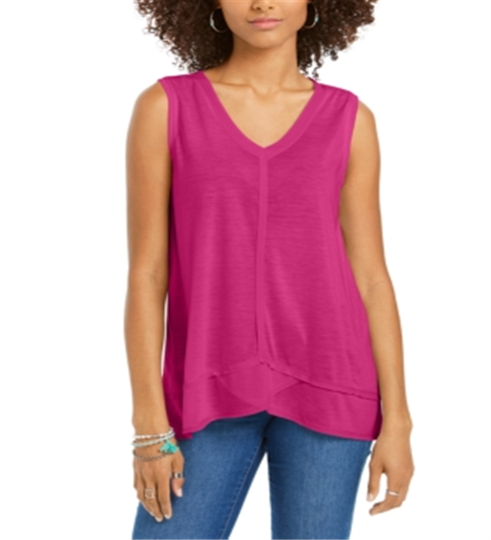 Style & Co Women's High Low Tank Top Pink Size Medium