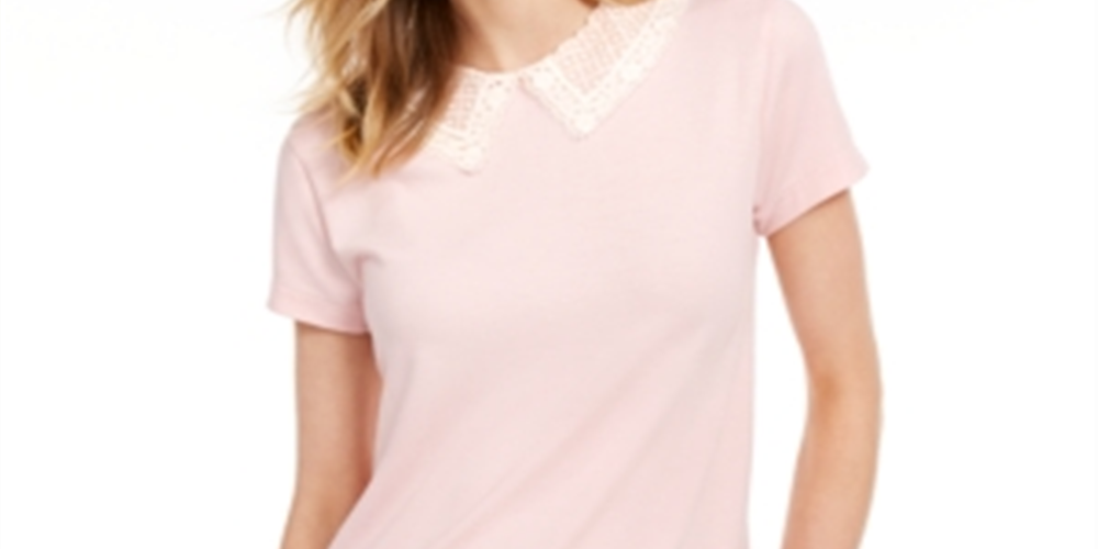 Maison Jules Lace-Collar Top Pink Size 2XL