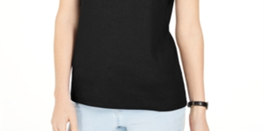 Karen Scott Women's Triple Ring Cutout Top Black Size Small