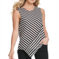 Dkny Striped Asymmetrical Sleeveless Top Black Size XL
