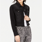 INC International Concepts Women's Frayed Cropped Denim Jacket Black Size X-Large