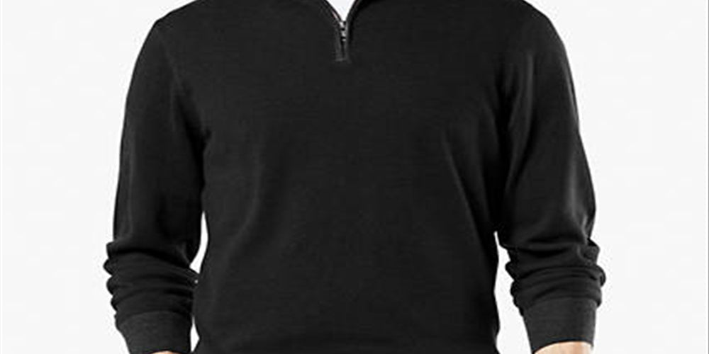 Dockers Men's Plaited Quarter Zip Sweater Black Size Small