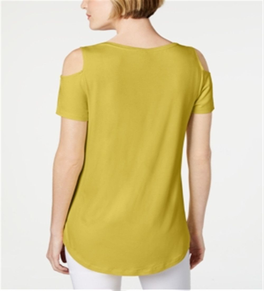 JM Collection Women's Cold-Shoulder Swing T-Shirt Green Size XX-Large
