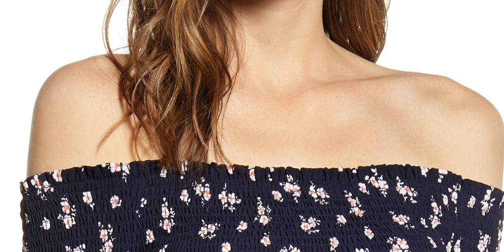 1.STATE Women's Floral Print Smocked Jumpsuit Navy Size S