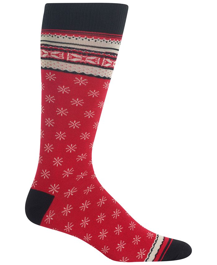 HOTSOX Women's Printed Dress Crew Socks Red Size 10-13