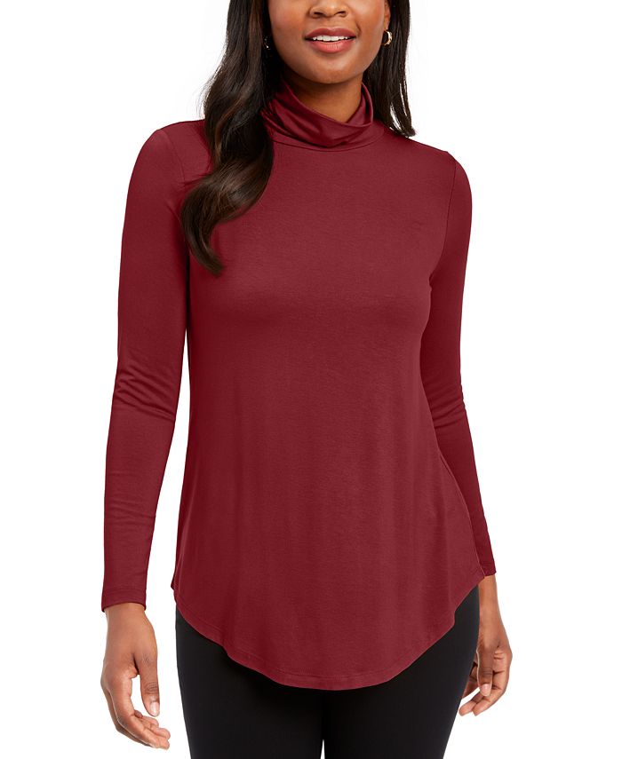 JM Collection Women's Solid Turtleneck Red Size Medium