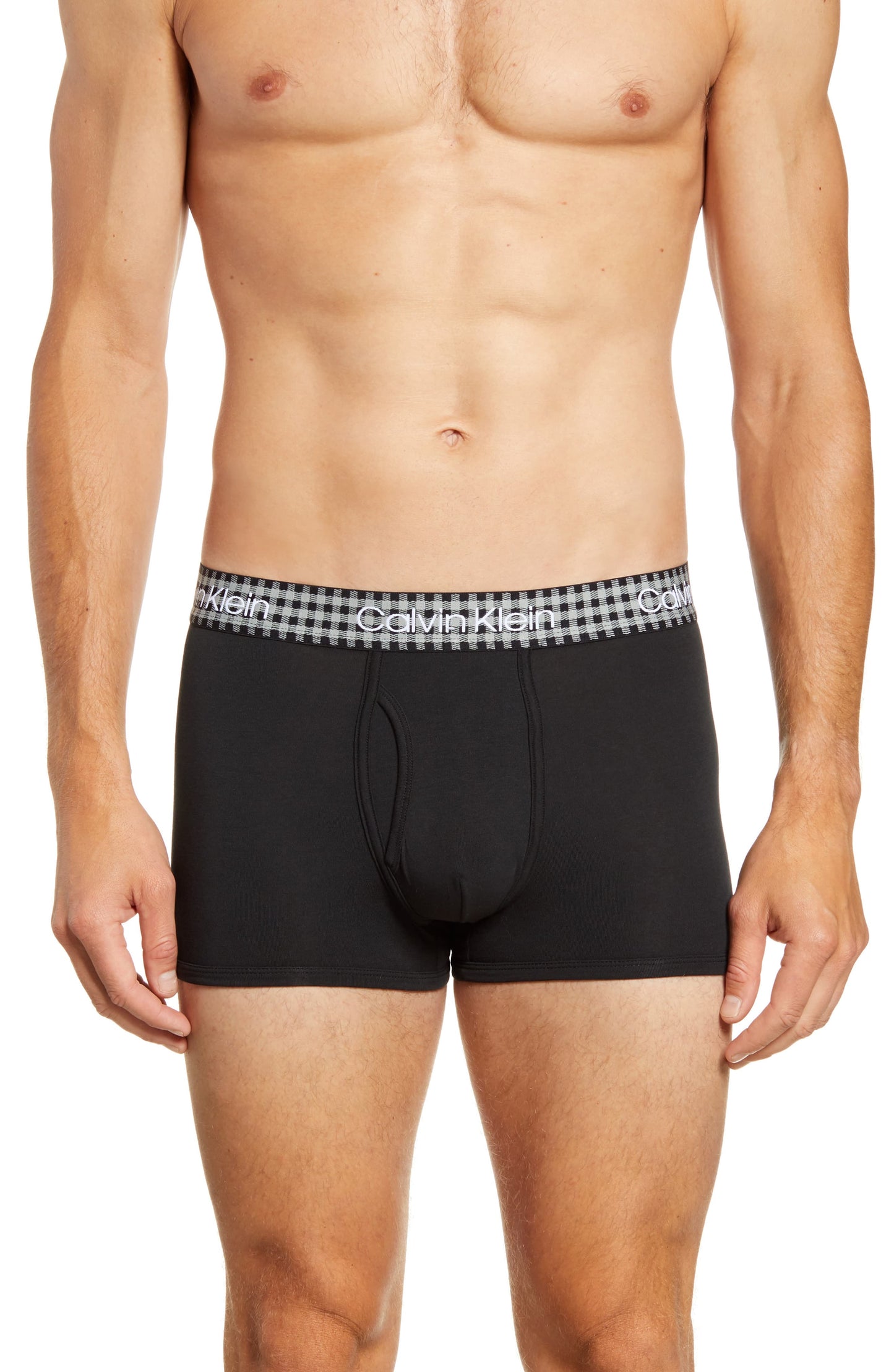 Calvin Klein Men's Holiday Buffalo Check Trunk Black Size Medium
