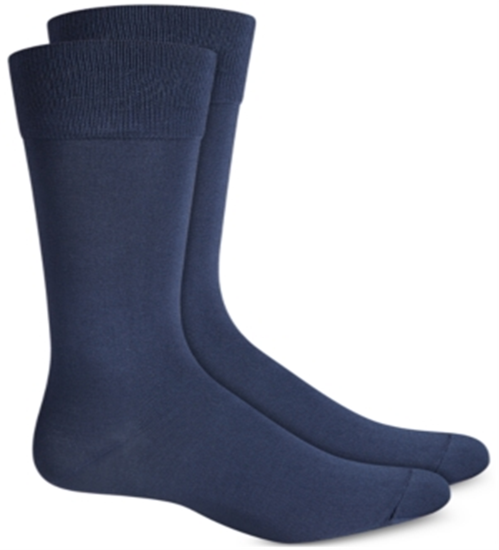 Perry Ellis Men's Socks Microluxe Flat Knit Socks Navy Size 7-12